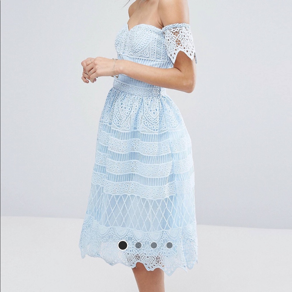 Chi Chi London off shoulder mini dress in lace